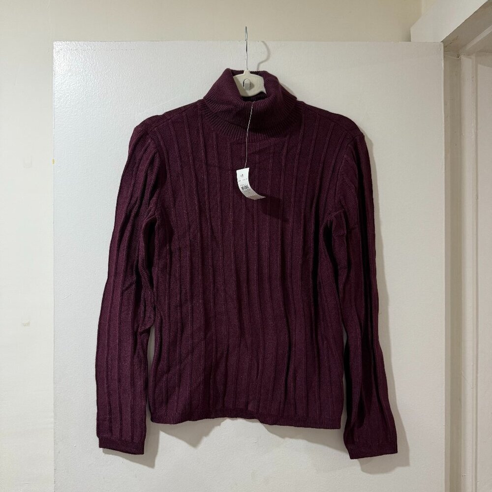 🏷 *NWT* Ann Taylor Ribbed Turtleneck Sweater – Burgundy | Size M | 🍷 - Picture 2 of 10